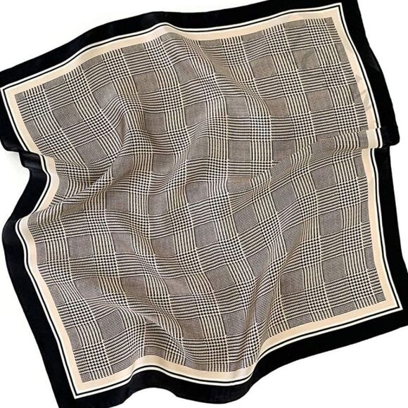 Cream & Black Mulberry Silk Neck Scarf main image 5